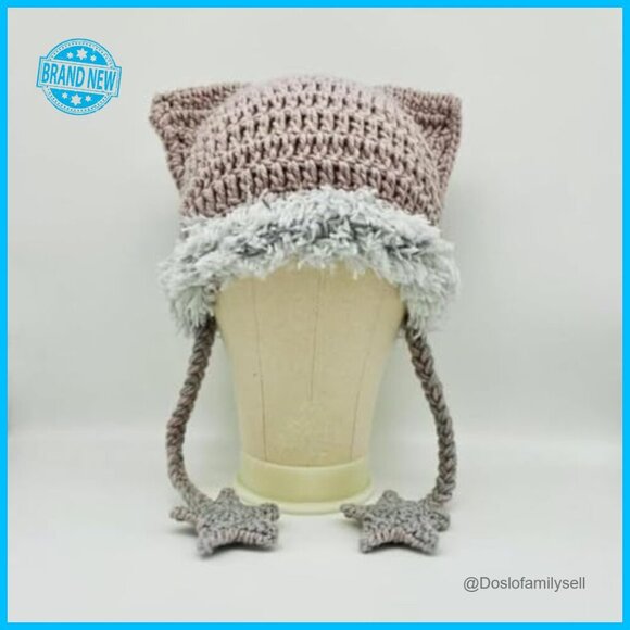 Y2K Cat Ear Beanie Goth Grunge Crochet Knit Hat Women\'s Winter Accessory main image 4